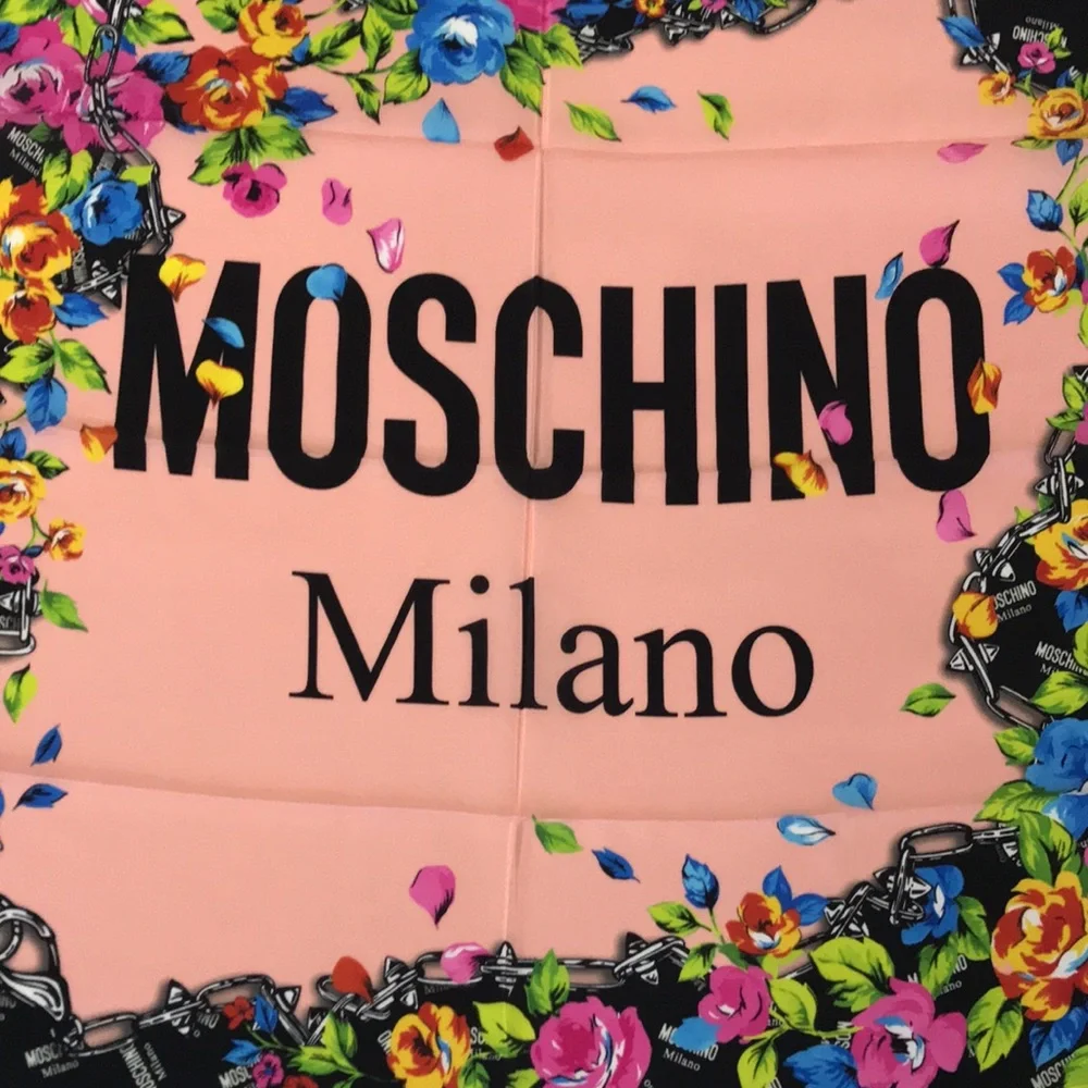 Moschino 100% Silk Scarf Made in Italy 26”x25” Milano NWT